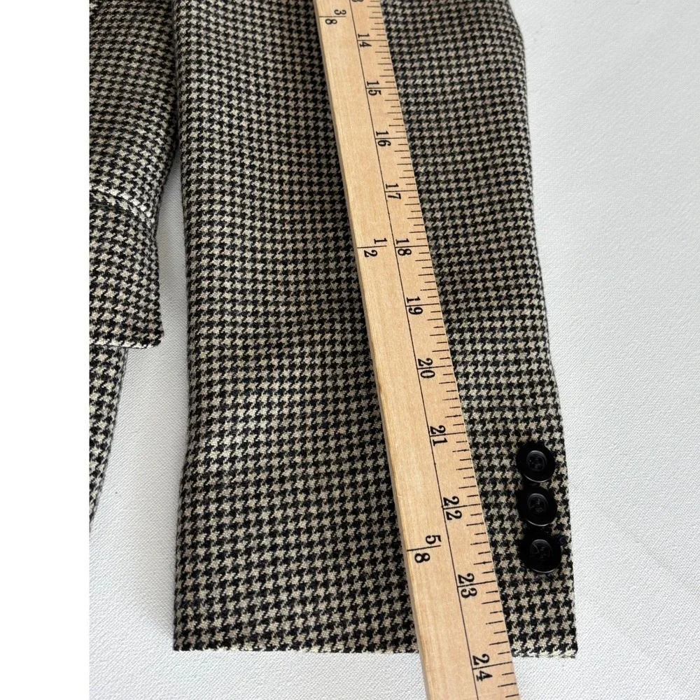 Tom Tailor Mens 36R Lambswool Houndstooth Blazer Brown Black 3 Button Sport Coat